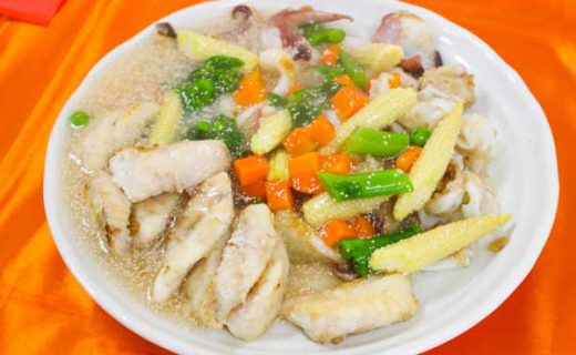 明太子レシピ-鯛のソテー明太子と春野菜ソース